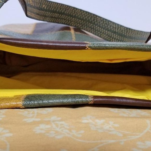 Handmade Brown, Green & Yellow Patchwork Tote Bag - Picture 4 of 5